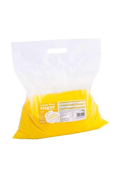 GSG24 Zahăr colorat din vată de zahăr, galben, aromă de gumă de mestecat, 5 kg