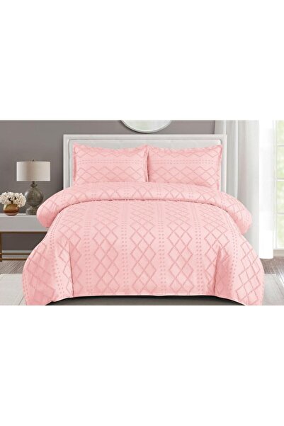 OEM Lenjerie de pat, Grofat M3, Uni, 4 piese, 2 persoane, 230x250cm, Roz Prafuit