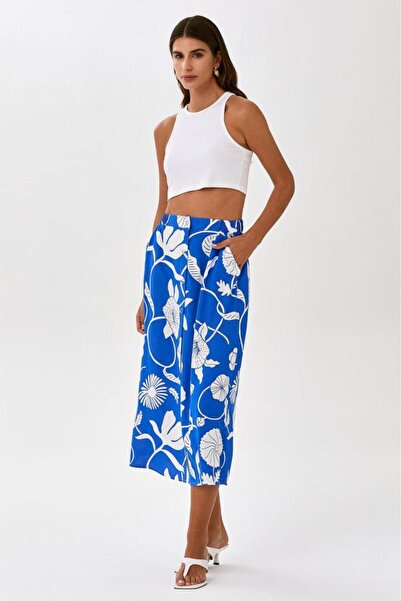 İKİLER Önü Çıtçıtlı Cepli Midi Boy Etek 025-3517