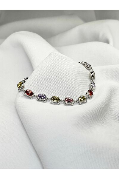 Sumen Butik Xuping Colorful Stone Silver Color Bracelet Aabb102