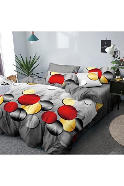 OEM Double Bed Sheet Set, 6 Pieces, 2 Persons, 245x250 cm, Multicolor Circle Print