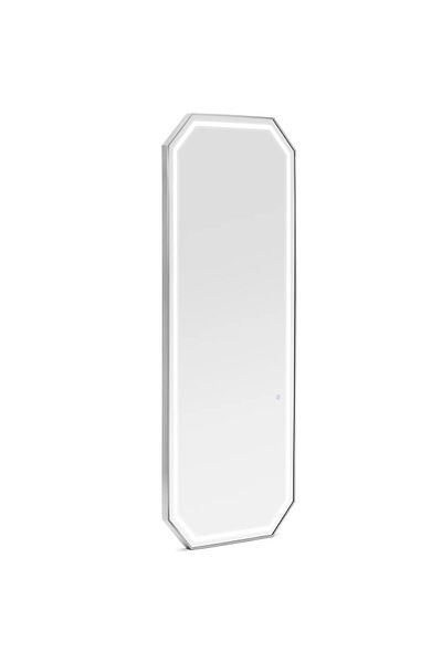 Physa Konsola konsoleta fryzjerska lustro z oświetleniem LED ośmiokątne 180 x 70 cm - srebrne