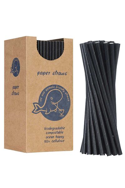GSG24 Słomki papierowe BIO ekologiczne PAPER STRAWS 6/205mm - czarne 250szt.