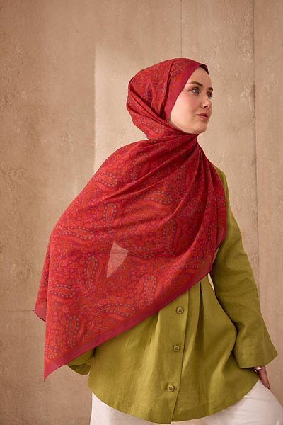Mahal Silkhome Stripe Edge Shawl Patterned Nariya Shawl