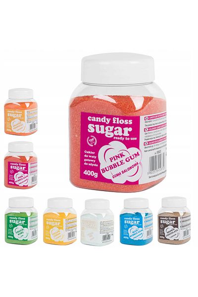 GSG24 Zahăr aromat colorat MIX pentru vată de zahăr SET 8x 400g