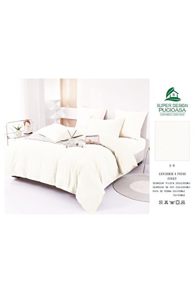 OEM Bicolor Bed Linen, Finet, 6 Pieces, 230x250cm, White-White Cream