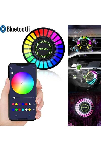 BGRJ Automotive Grilă de ventilație ambientală auto, cu odorizant, control prin aplicație