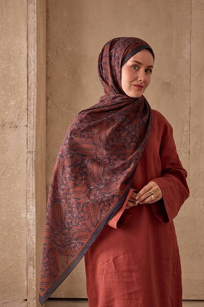 Mahal Silkhome Stripe Edge Shawl Patterned Nariya Shawl