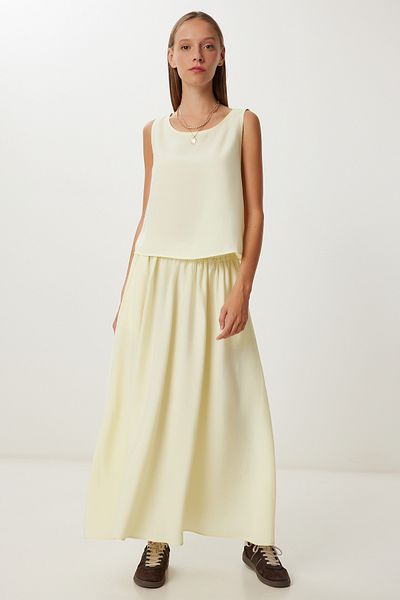 Lovelyİstanbul Modal Blouse Skirt Suit Lmc0060 Yellow