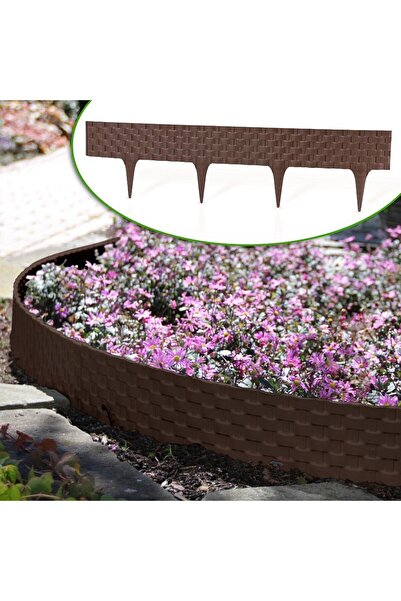 PROCART Rattan look palisade, 20x82 cm, 4 ground attachment spikes, dark brown