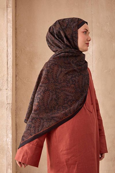 Mahal Silkhome Stripe Edge Shawl Patterned Nariya Shawl