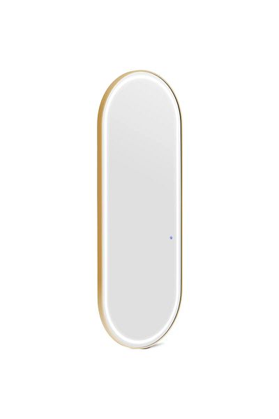 Physa Konsola konsoleta fryzjerska lustro z oświetleniem LED owalne 180 x 70 cm - złote