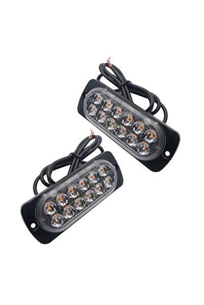 BGRJ Automotive 12 lumini stroboscopice LED, lumini de avertizare galbene, 7 ...