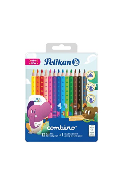 Pelikan Creioane colorate Combino, set de 12 cu 1 creion grafic, culori asort...