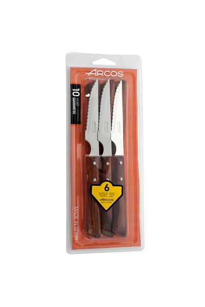 ARCOSS Nóż do steków z drewnianym uchwytem FOREST dł. 110/220 mm - zestaw 6 szt.
