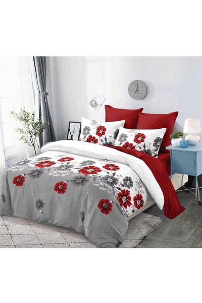 OEM Double Bed Sheet Set, 2 Faces, 6 Pieces, 2 Persons, 180x200cm, Finet Satin Multicolor