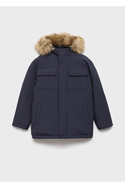 MANGO Kids Kapüşonu suni kürklü anorak