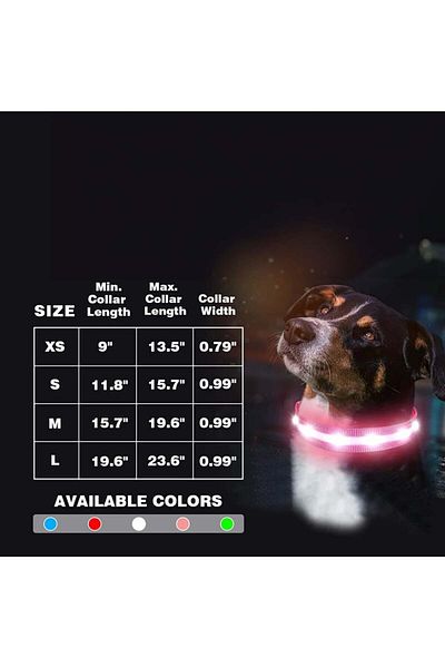 Gomyyard Zgardă pentru câini, LED, nailon, negru/roz, mărimea M