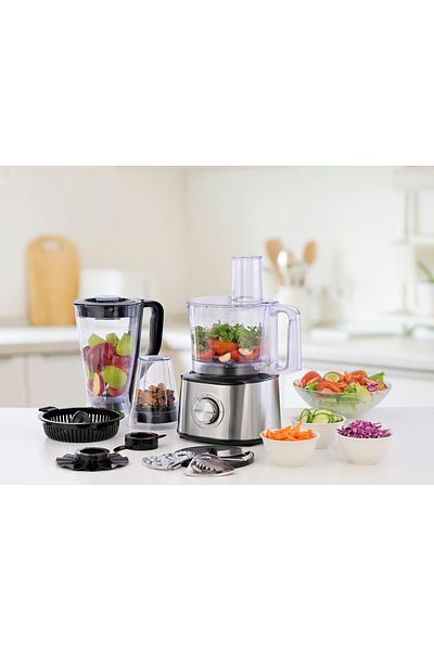 ALSAIF 10-in-1 Food Processor – 1000W – 2.1L Capacity – sliver