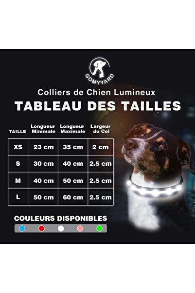 Gomyyard dog collar, LED, nylon, black/white, size XS