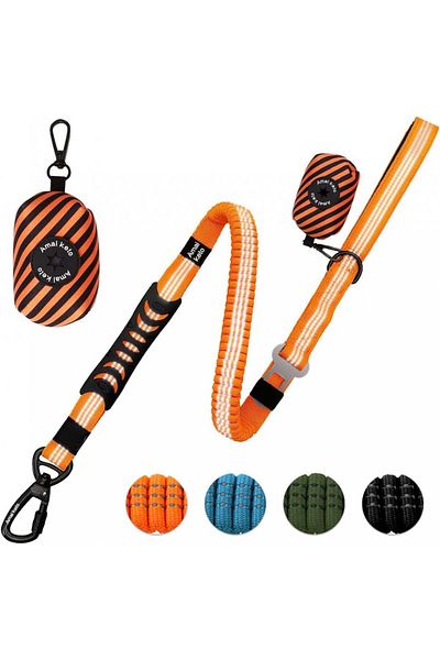 Amai Keto dog leash, nylon, orange/white/black, 106-140 cm