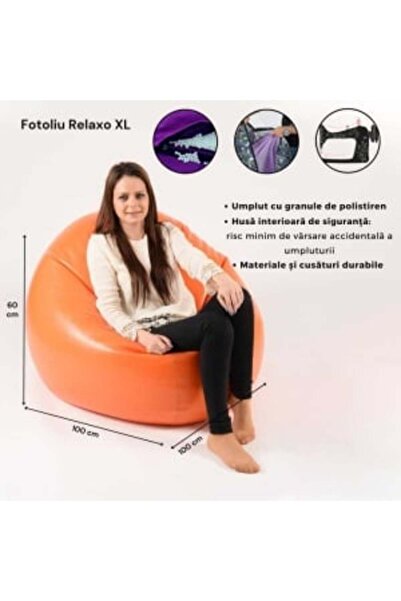 Pufrelax Fotoliu Relaxo XL, Material Piele Ecologica - Nude