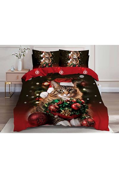 OEM Double Bed Sheet Set, Christmas 3D Model, 6 Pieces, Cotton Finet