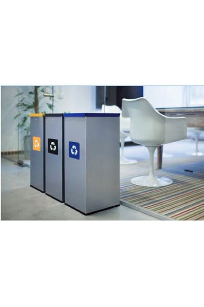 GSG24 Metalowy kosz do segregacji śmieci 30x30x70cm 60L PLASTIK - pokrywa żółta