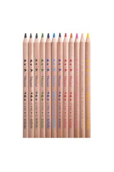 Herlitz Colored Pencils Trilino Triangular, Set of 12, Color Assorted, Material Wood