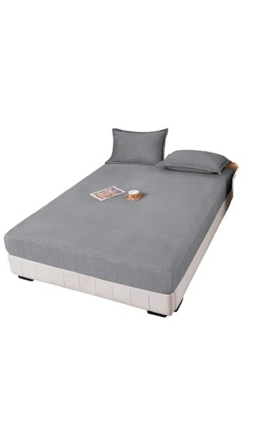OEM Husa si 2 fete perna, Cocolino, 3 Piese, 160x200cm, Gri Inchis
