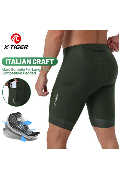 Choice شورت ركوب الدراجات X-TIGER للرجال باللون الأخضر مقاس XXXL من Europe مع...