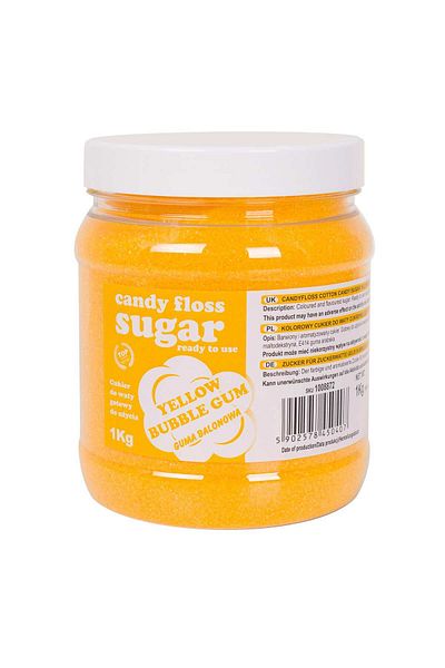 GSG24 Zahăr colorat din vată de zahăr, galben, aromă de gumă de mestecat, 1 kg