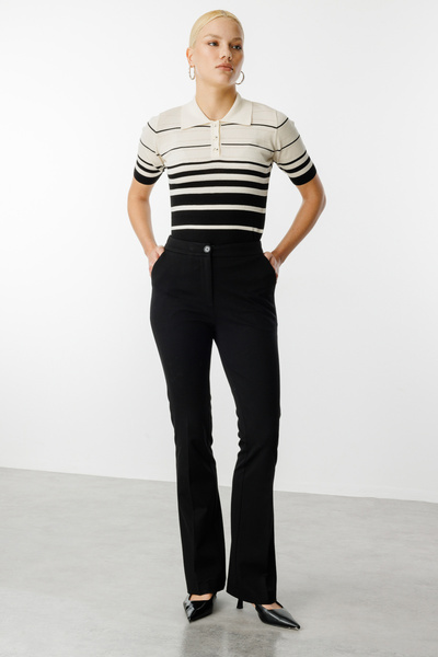 Ekol Wide Leg Trousers with Elastic Waist