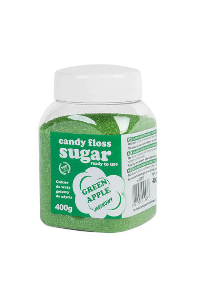 GSG24 Zahăr colorat din vată de zahăr, verde, aromă de măr, 400g