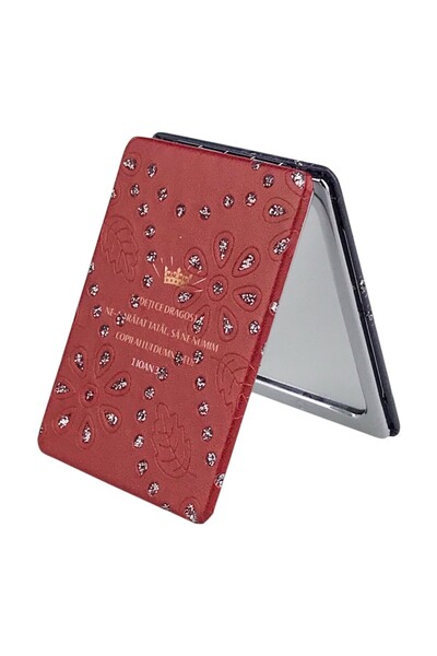 OEM Pocket Mirror Covered with Textile Material, Heart Design and Biblical Text, 6x9 cm, Multicolor