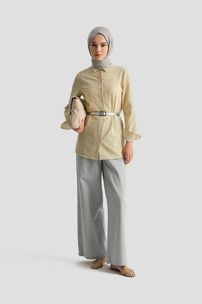 Armine Denim Look Palazzo Trousers 25Y2805 Gray Blue