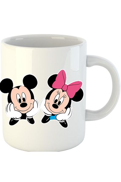 OEM Cana Mickey Mouse Minnie Couple Love Cute, alba, 330 ml