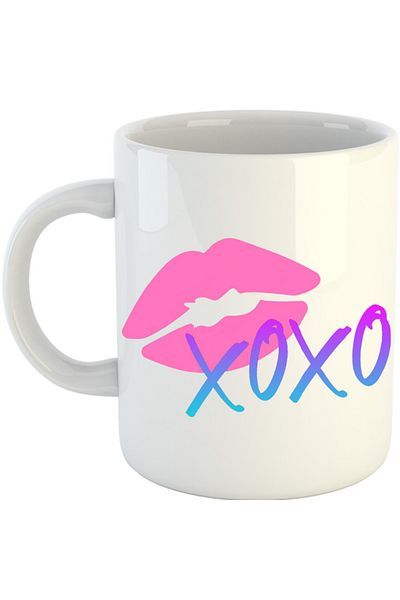 OEM Cana XOXO Logo Kiss Lips Lipstick Gradient Neon, alba, 330 ml