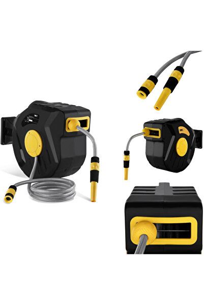 MSW Rolă de perete cu furtun de grădină, racord 3/4 #8221, lungime 22 m