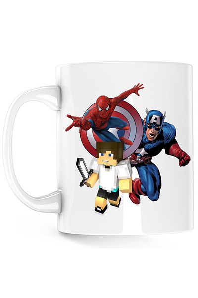 OEM Cana Captain America Spiderman Minecraft Super Hero Save, alba, 330 ml