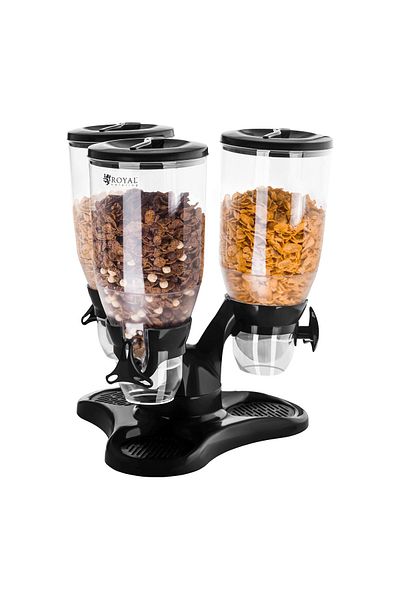 Royal Catering Dozator rotativ pentru produse vrac, musli, fructe uscate, cafea, 3 x 3L