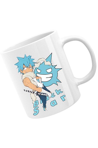OEM Soul Eater Black Star Spirit Anime Manga Drawing Cup, white, 330 ml
