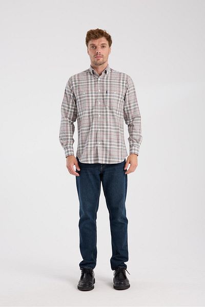 Abbate AClub Aclub Ac10094 Flannel Cotton Blended Regular Fit Gray Button-Down Collar Men's Checkered Shirt