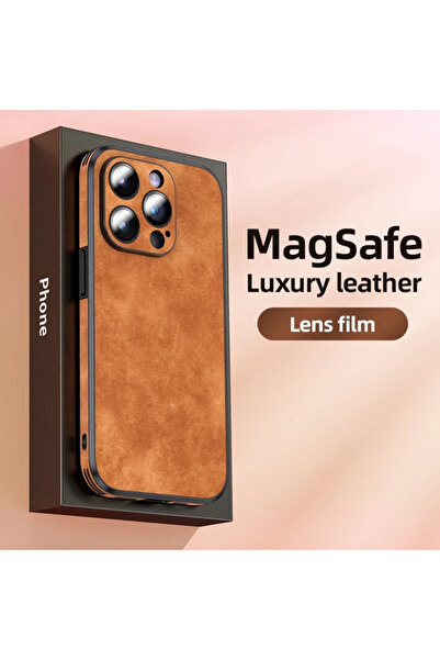 Apple -Leather Protective Case with MagSafe for iPhone 13 Pro Max, Brown