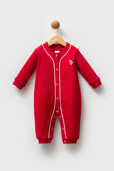 U.S. Polo Assn. Licensed Baby Girl Ribbed Jumpsuit
