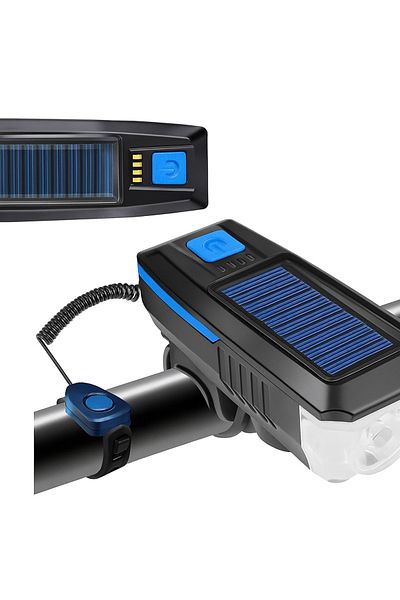 zola Solar bicycle headlight set, horn and sound signal, 3 lighting modes, 6 melodies, 11x3.5x4 cm