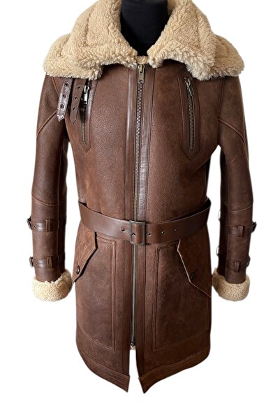 asus deri KAHVERENGİ HAKİKİ KOYUN KABAN - COOPER