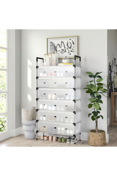 Choice 7-Tier Dust and Moisture Resistant Shoe Organizer with Door and Cover