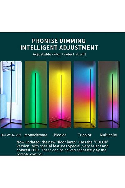 COOYA Smart RGB LED Floor Lamp, Modern Minimalism Color Changing LED Floor Lamp for Bar Home (Black)