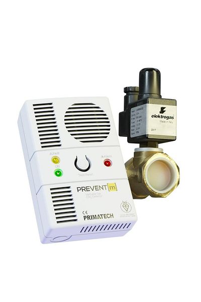 primatech Methane Gas Detector Prevent M with Brass Electrovalve 3/4, Complete Equipment, Free Shipping